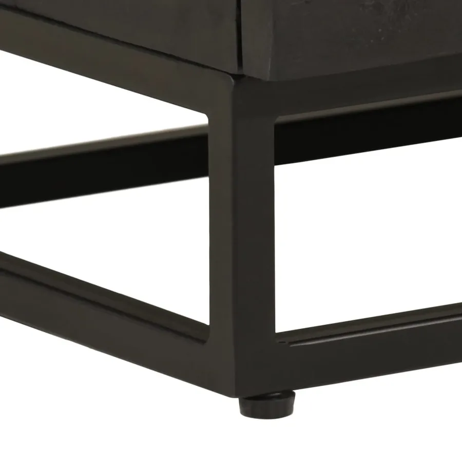 Table de chevet noir 40x30x50 cm bois massif manguier et fer - 8