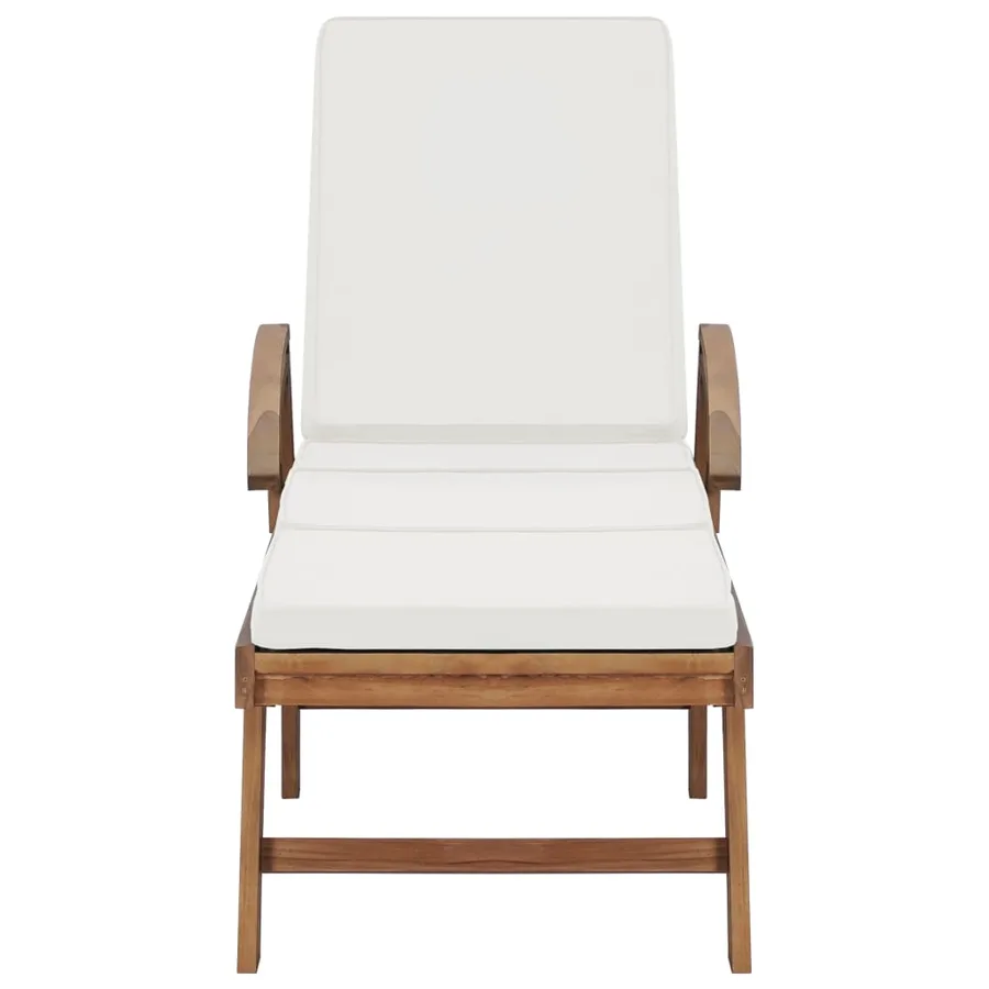 Chaises longues avec coussins 2 pcs Bois de teck solide Vert - 13