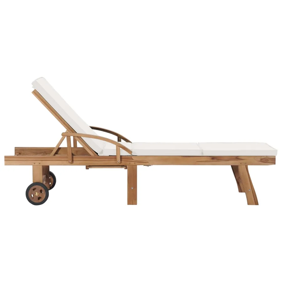 Chaises longues avec coussins 2 pcs Bois de teck solide Vert - 14