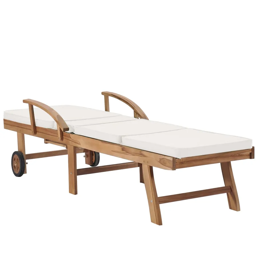 Chaises longues avec coussins 2 pcs Bois de teck solide Vert - 16