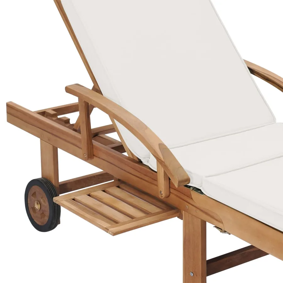 Chaises longues avec coussins 2 pcs Bois de teck solide Vert - 18