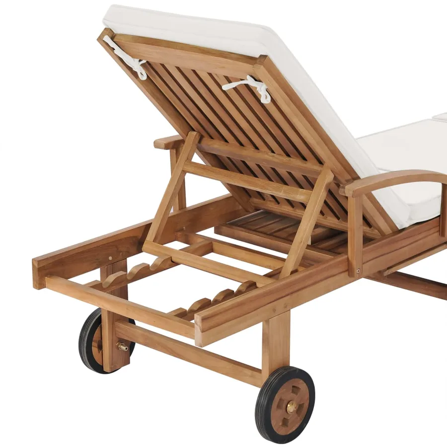 Chaises longues avec coussins 2 pcs Bois de teck solide Vert - 19