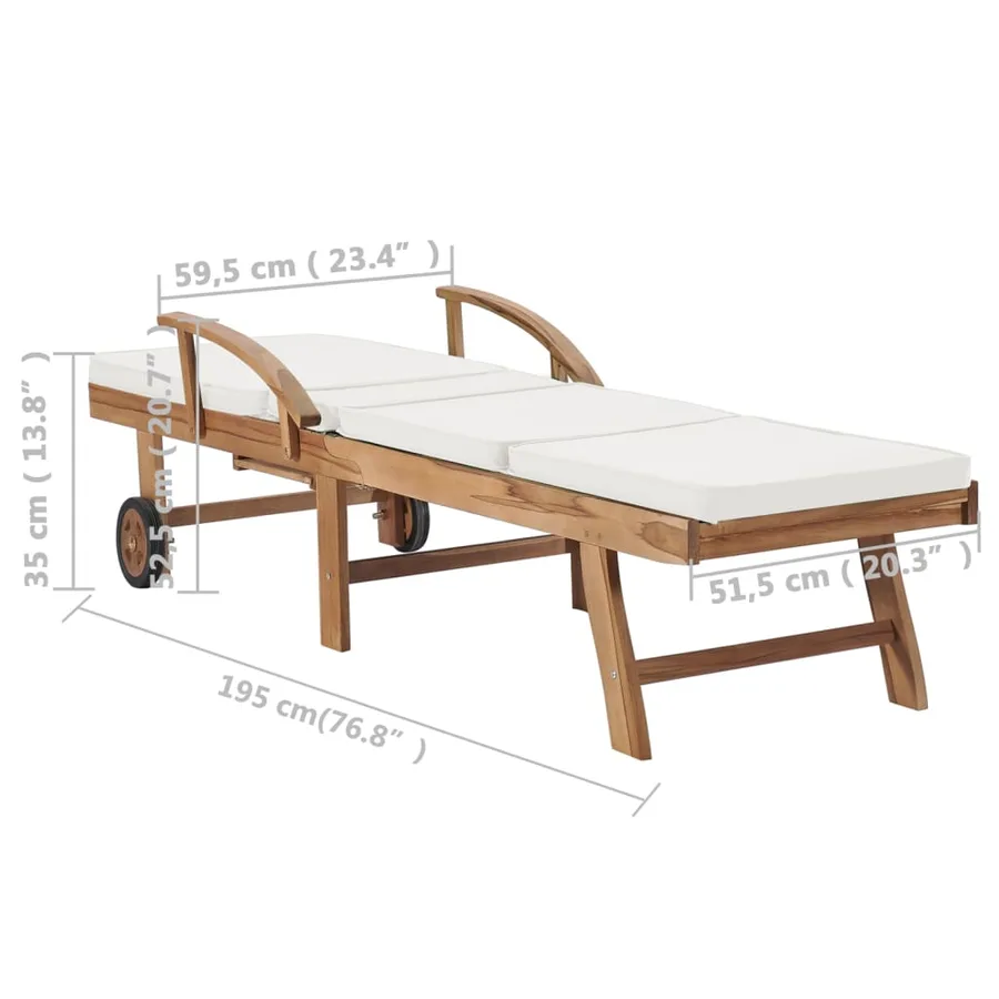 Chaises longues avec coussins 2 pcs Bois de teck solide Vert - 20
