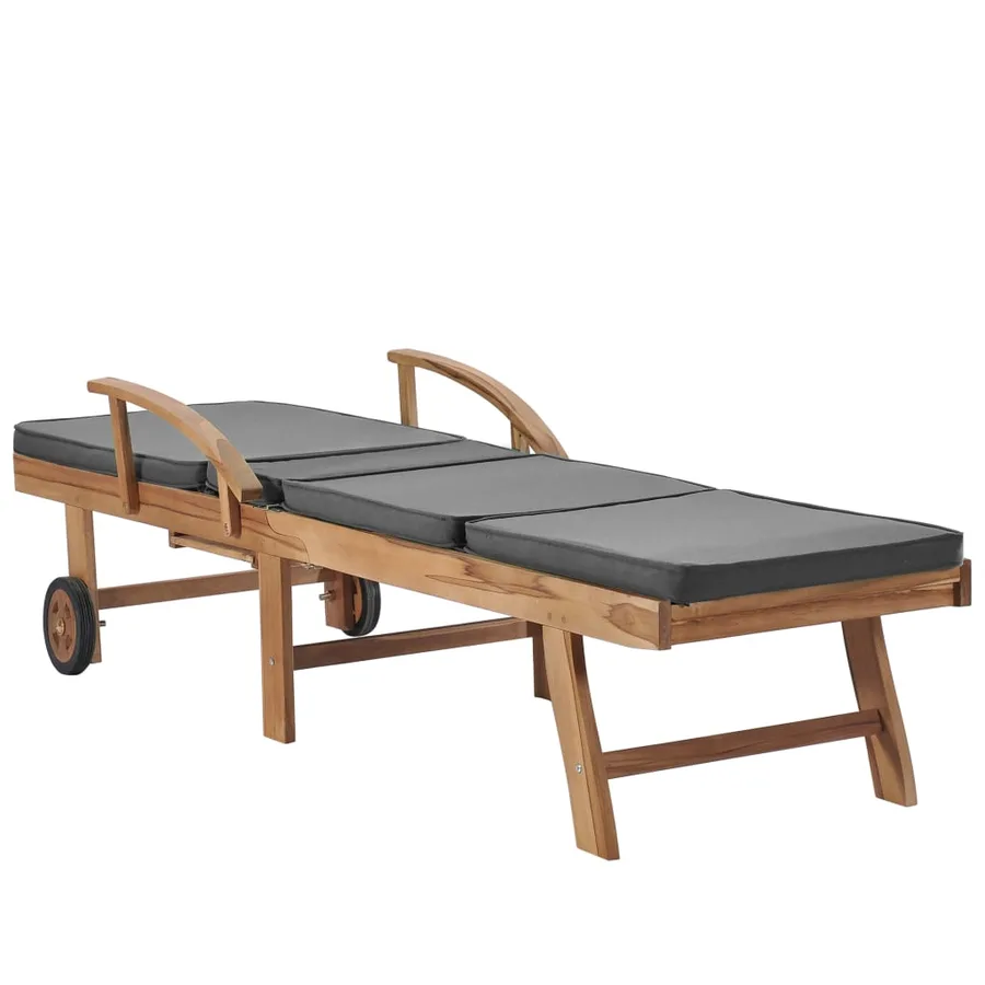 Chaises longues avec coussins 2 pcs Bois de teck solide Vert - 26