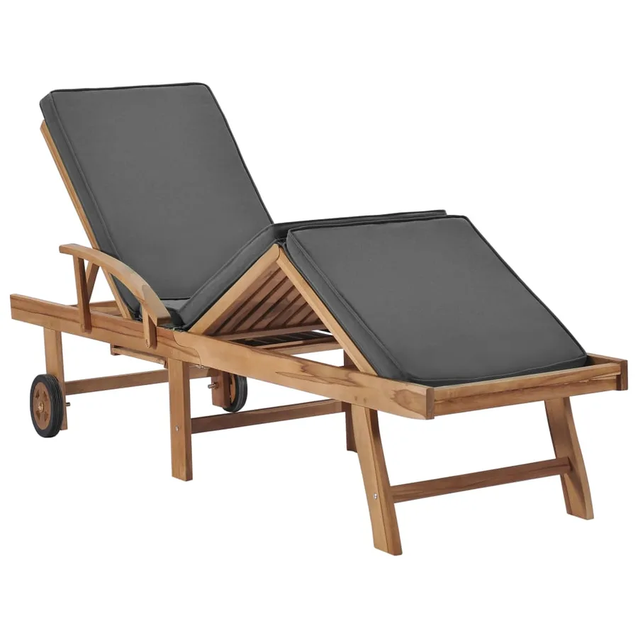 Chaises longues avec coussins 2 pcs Bois de teck solide Vert - 27
