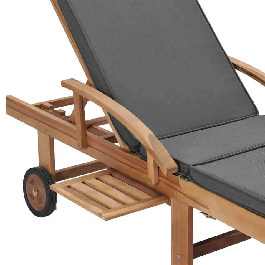 Chaises longues avec coussins 2 pcs Bois de teck solide Vert - 28