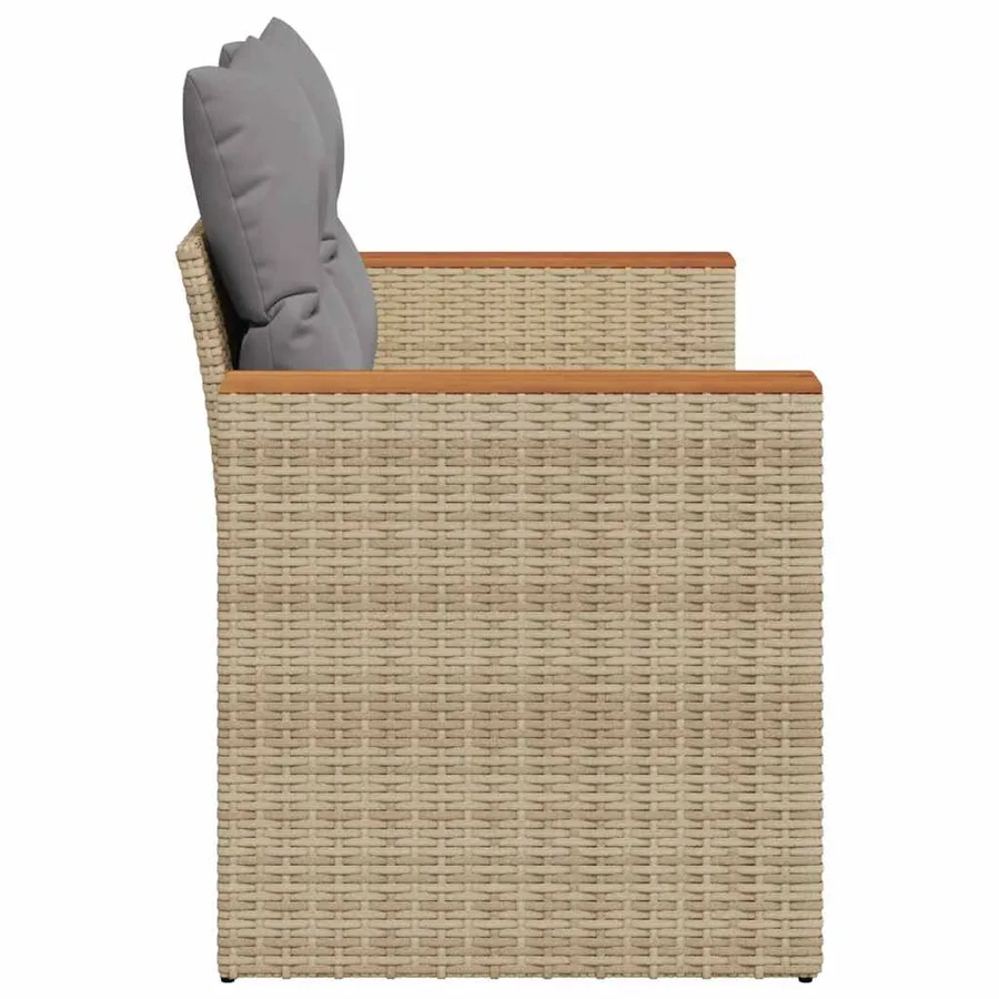Canapé de jardin avec coussins 2 places beige résine tressée - 5