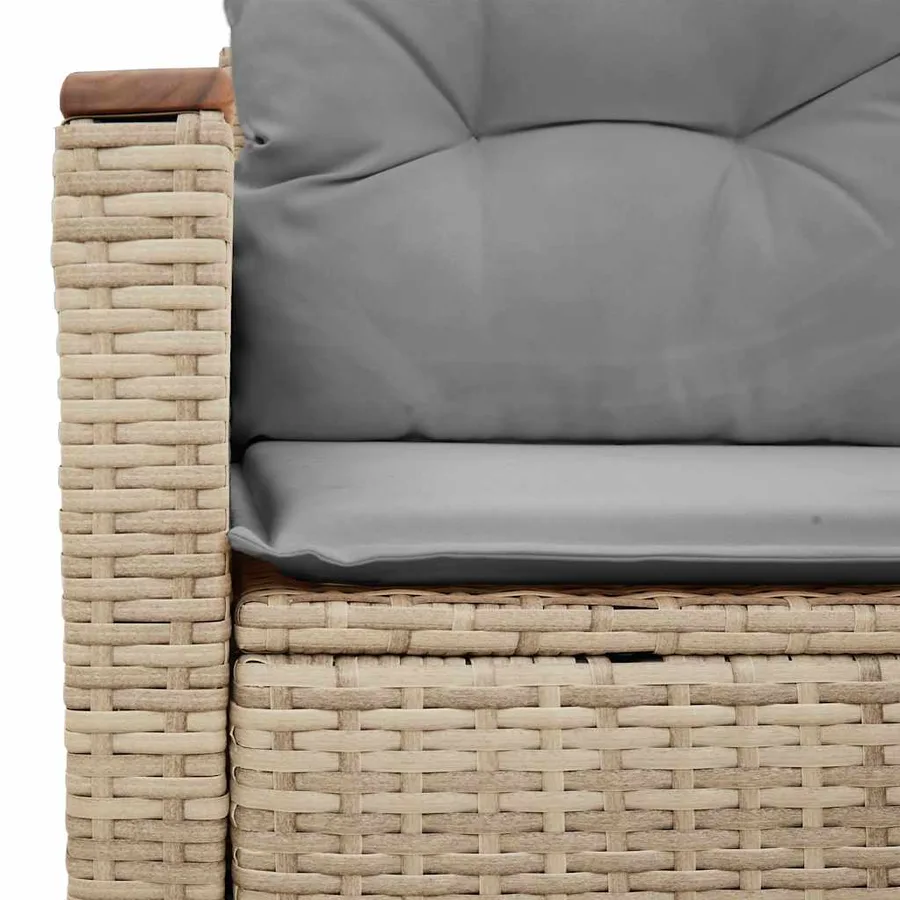 Canapé de jardin avec coussins 2 places beige résine tressée - 7