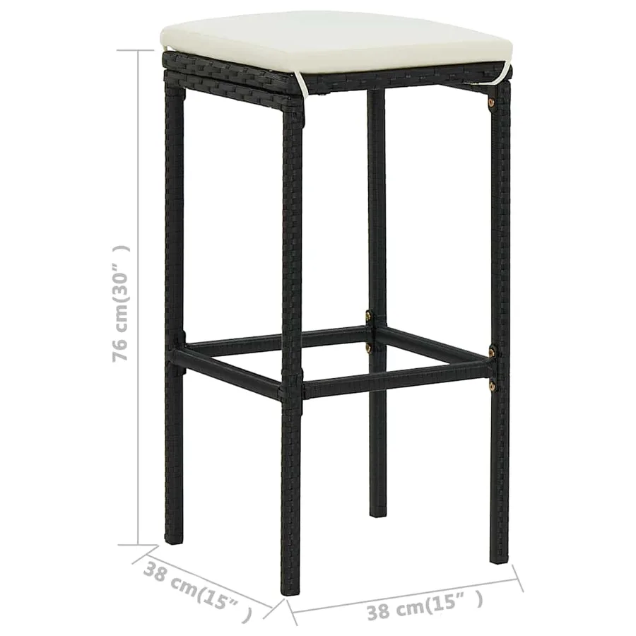 Ensemble de bar de jardin avec coussins 4 pcs Noir - 10