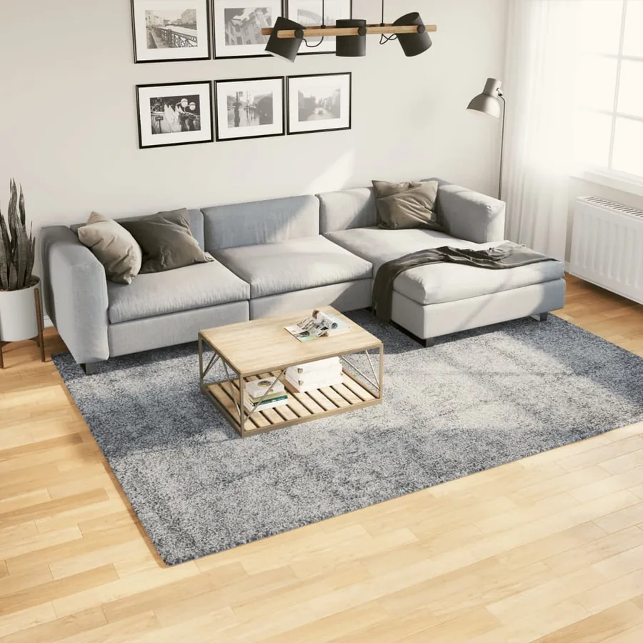Tapis shaggy PAMPLONA poils longs moderne bleu 200x280 cm