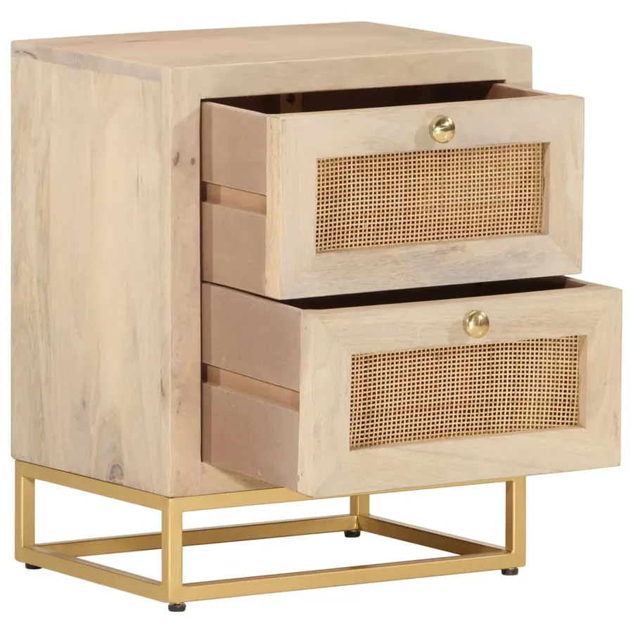 Table de chevet 40x30x50 cm bois massif manguier et fer - 2