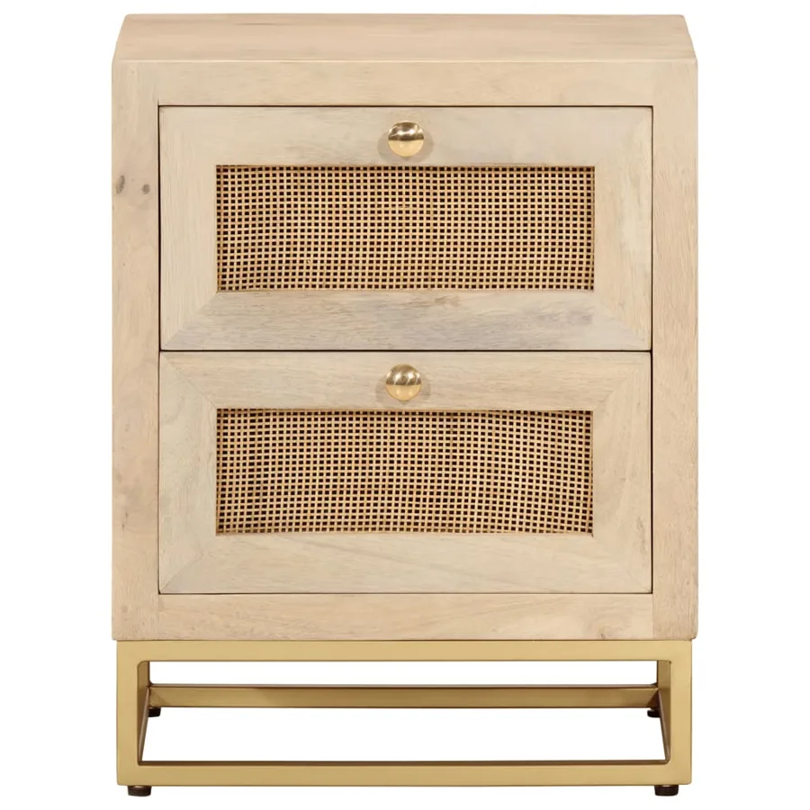 Table de chevet 40x30x50 cm bois massif manguier et fer - 3
