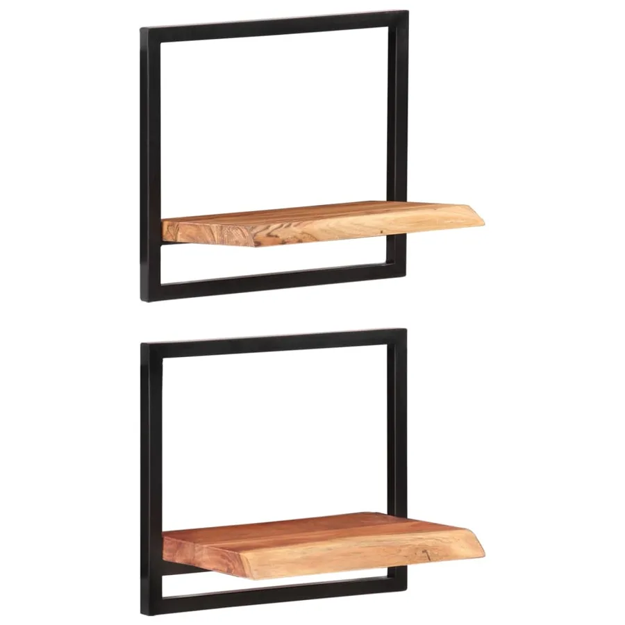 Étagères murales 2 pcs 40x24x35 cm Bois d'acacia et acier - 10