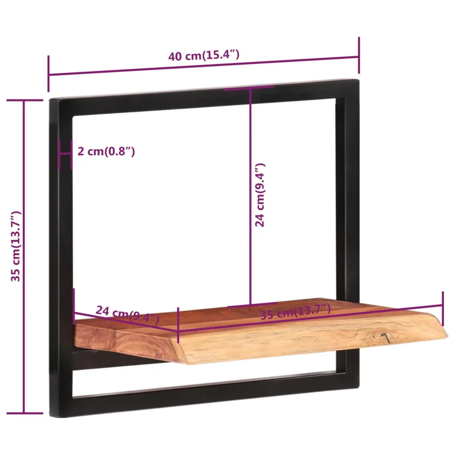 Étagères murales 2 pcs 40x24x35 cm Bois d'acacia et acier - 7