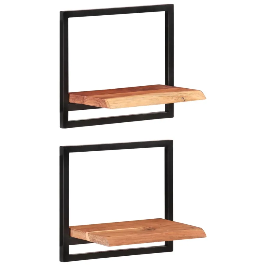 Étagères murales 2 pcs 40x24x35 cm Bois d'acacia et acier - 8