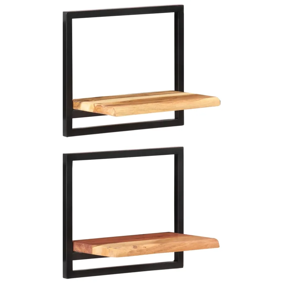Étagères murales 2 pcs 40x24x35 cm Bois d'acacia et acier - 9