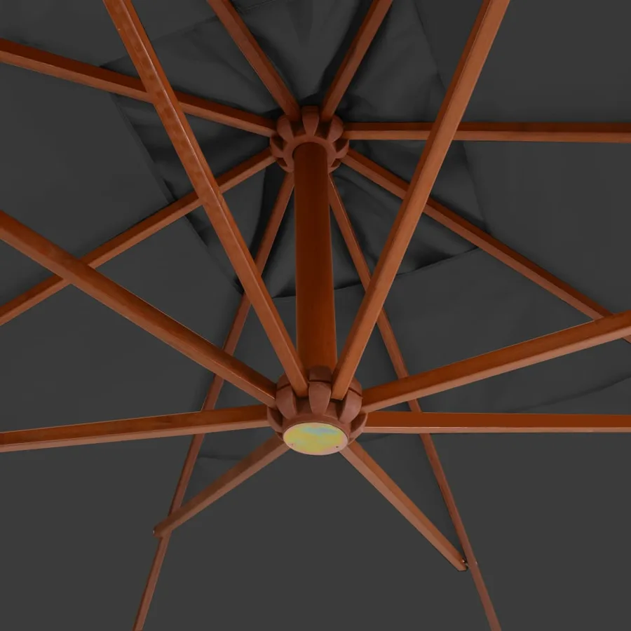 Parasol de jardin en porte-à-faux avec mât en bois anthracite - 4