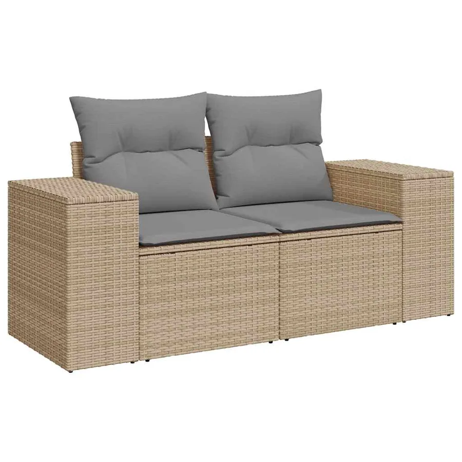 Salon de jardin avec coussins 6 pcs beige résine tressée - 3