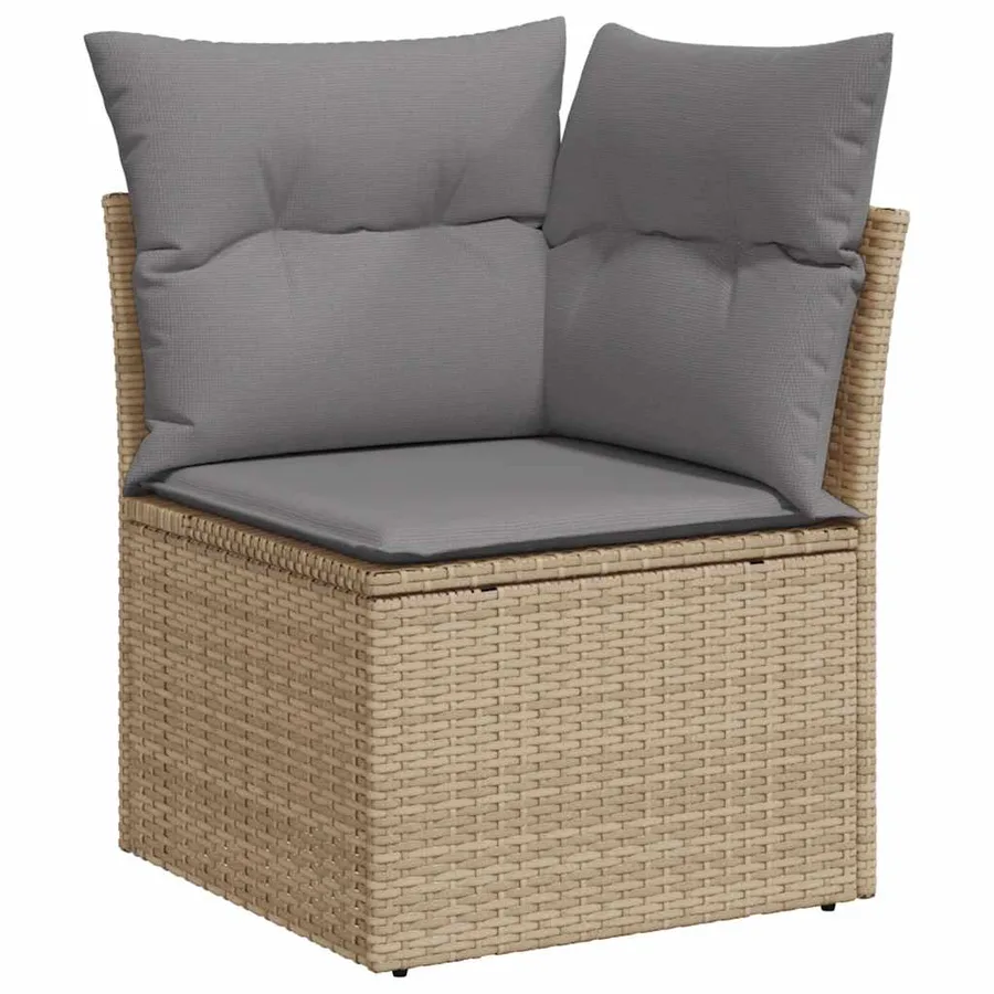Salon de jardin avec coussins 6 pcs beige résine tressée - 4