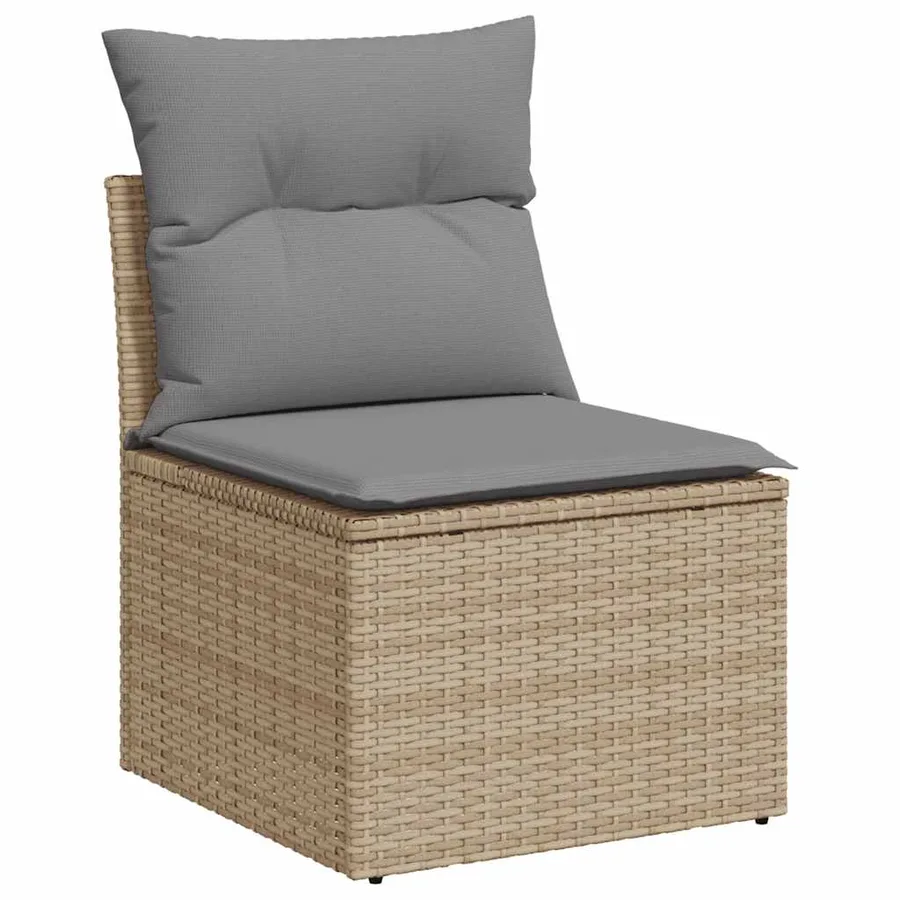 Salon de jardin avec coussins 6 pcs beige résine tressée - 5