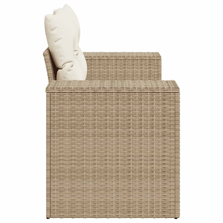 Canapé de jardin avec coussins 2 places beige résine tressée - 5