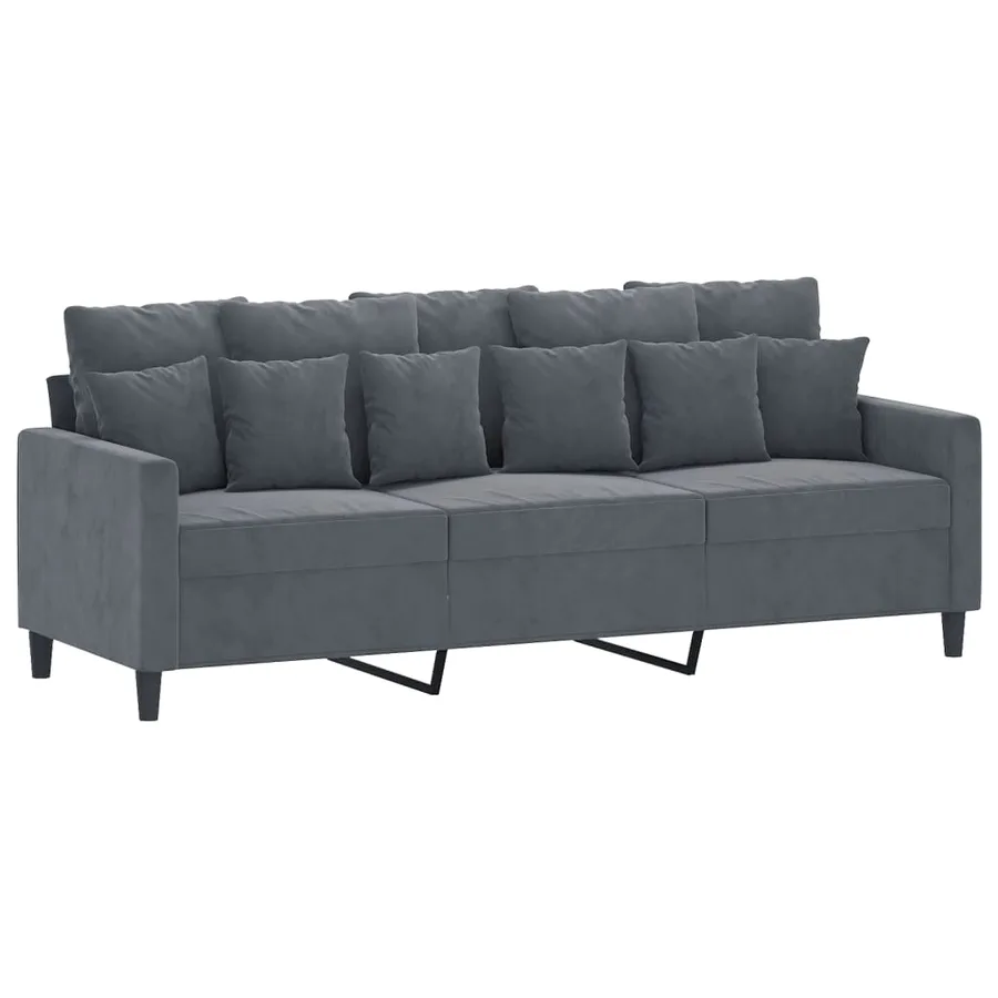 Ensemble de canapés 3 pcs avec coussins Gris foncé Velours - 4