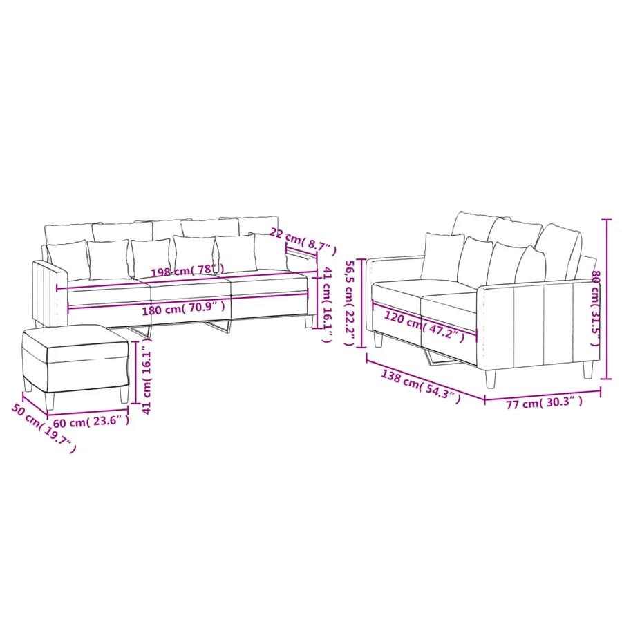 Ensemble de canapés 3 pcs avec coussins Gris foncé Velours - 9