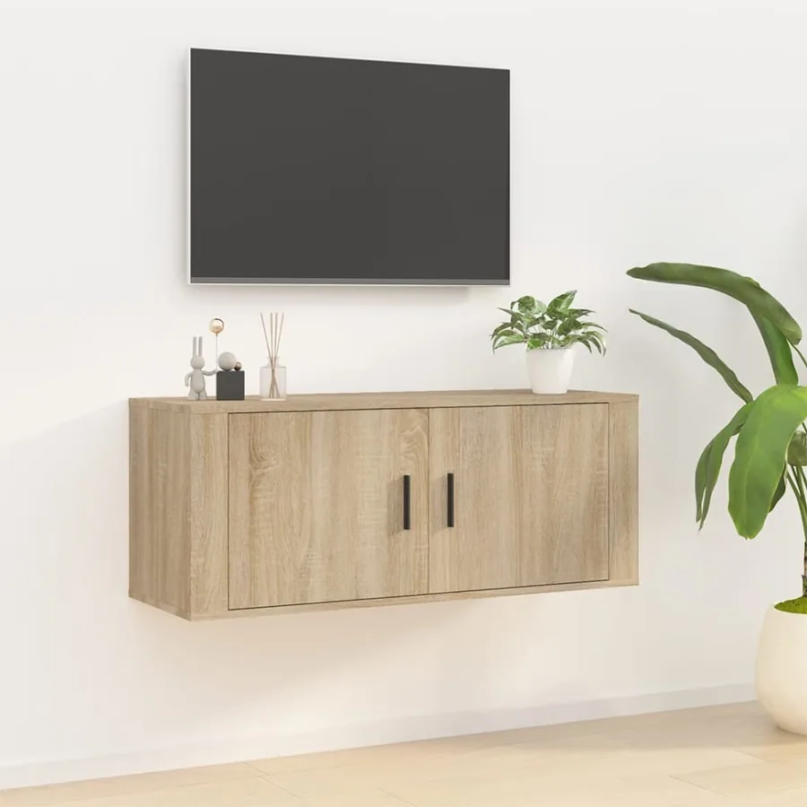 Meuble TV mural Chêne Sonoma 100x34,5x40 cm