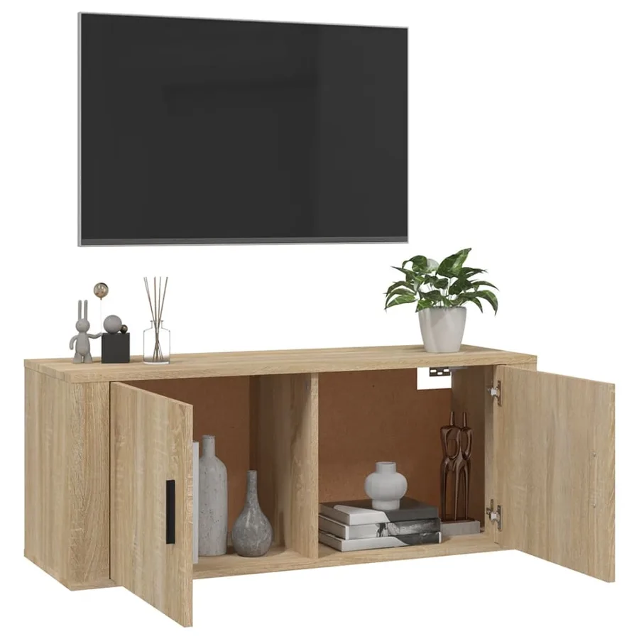 Meuble TV mural Chêne Sonoma 100x34,5x40 cm - 9