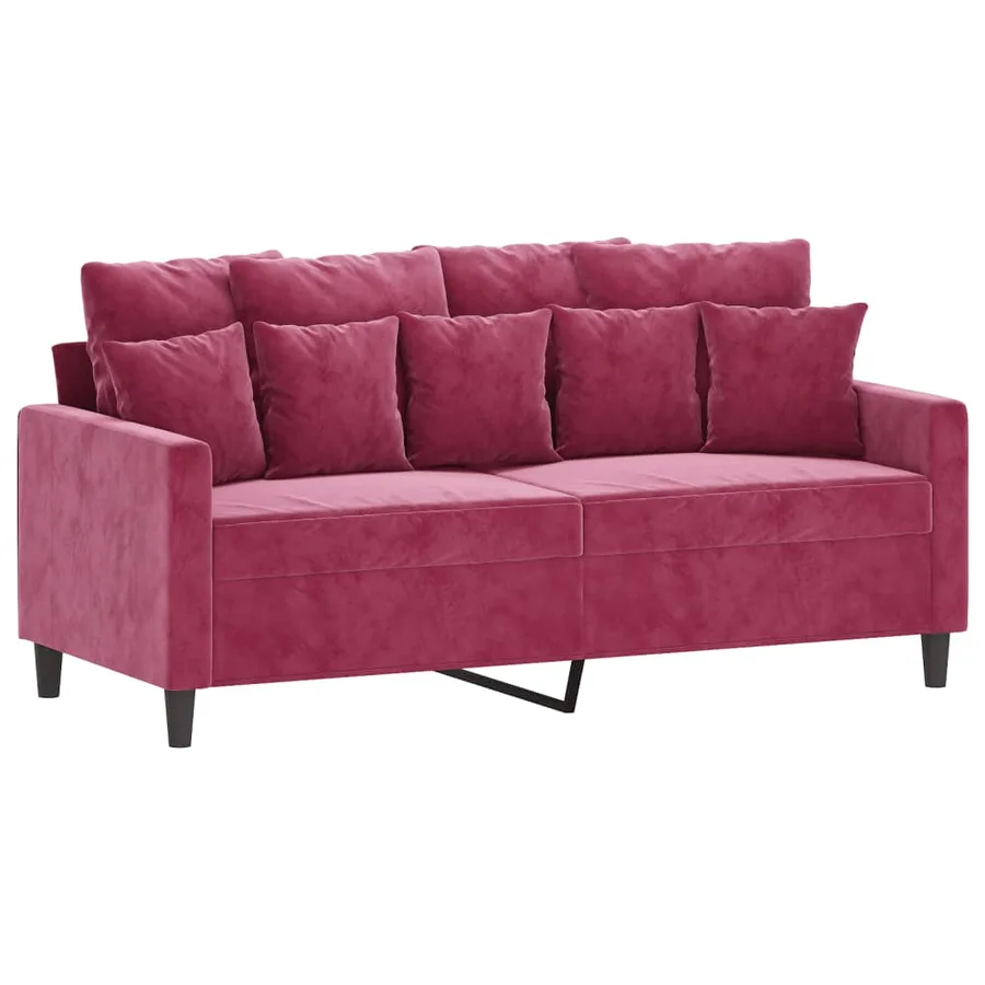 Ensemble de canapés 2 pcs avec coussins Rouge bordeaux Velours - 4