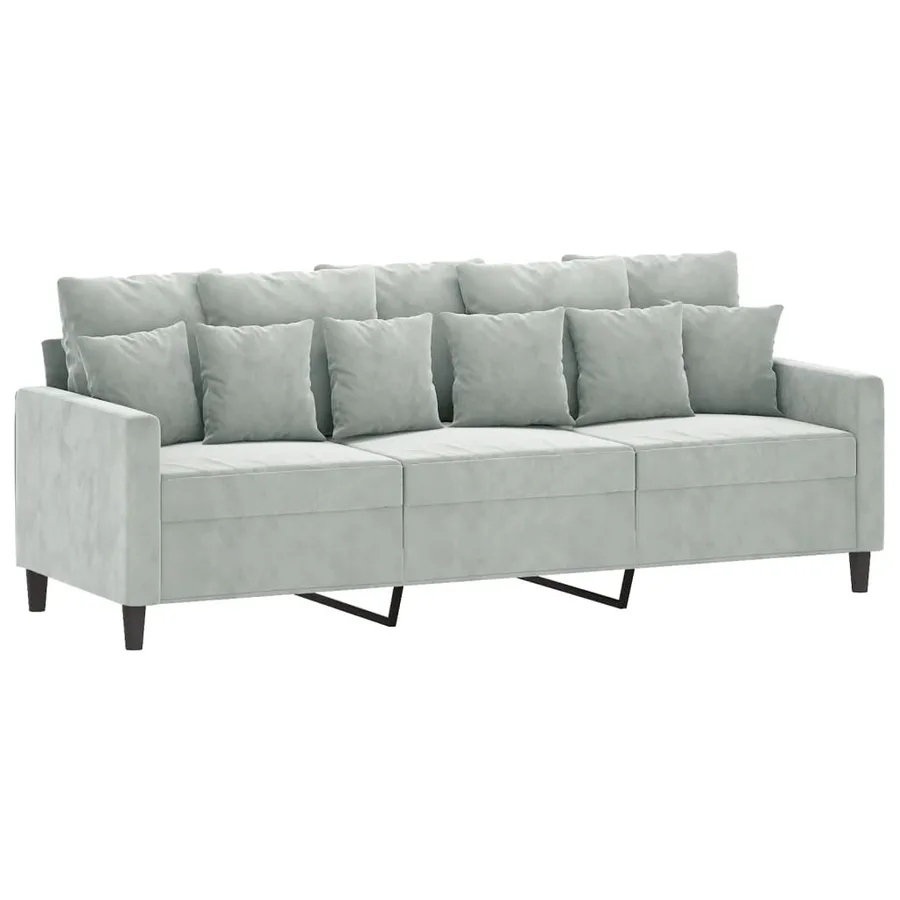 Canapé à 3 places avec repose-pieds Gris clair 180 cm Velours - 4