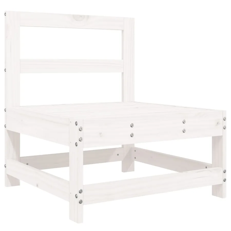 Canapés centraux de jardin 2 pcs blanc bois de pin massif - 3