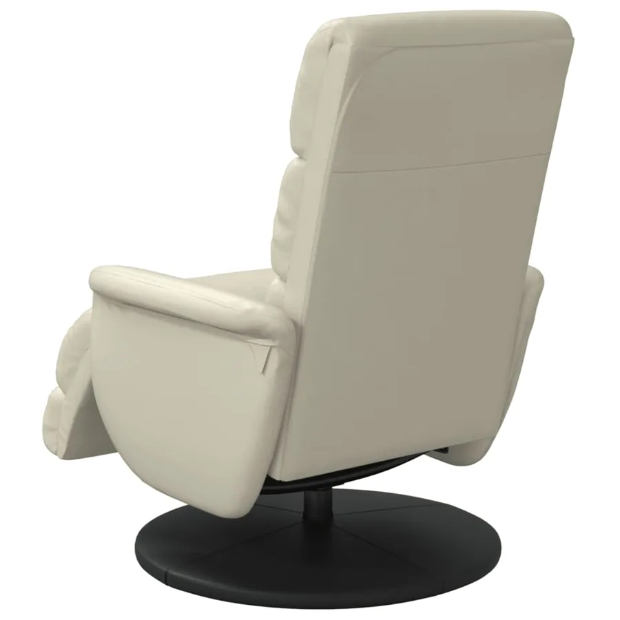 Fauteuil inclinable avec repose-pieds crème similicuir - 5