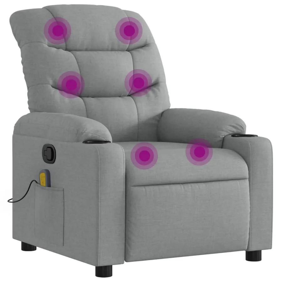 Fauteuil inclinable de massage gris clair tissu - 2