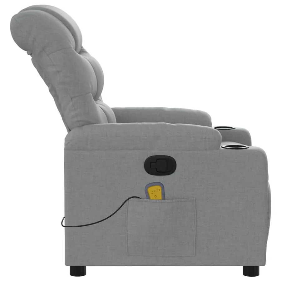 Fauteuil inclinable de massage gris clair tissu - 8