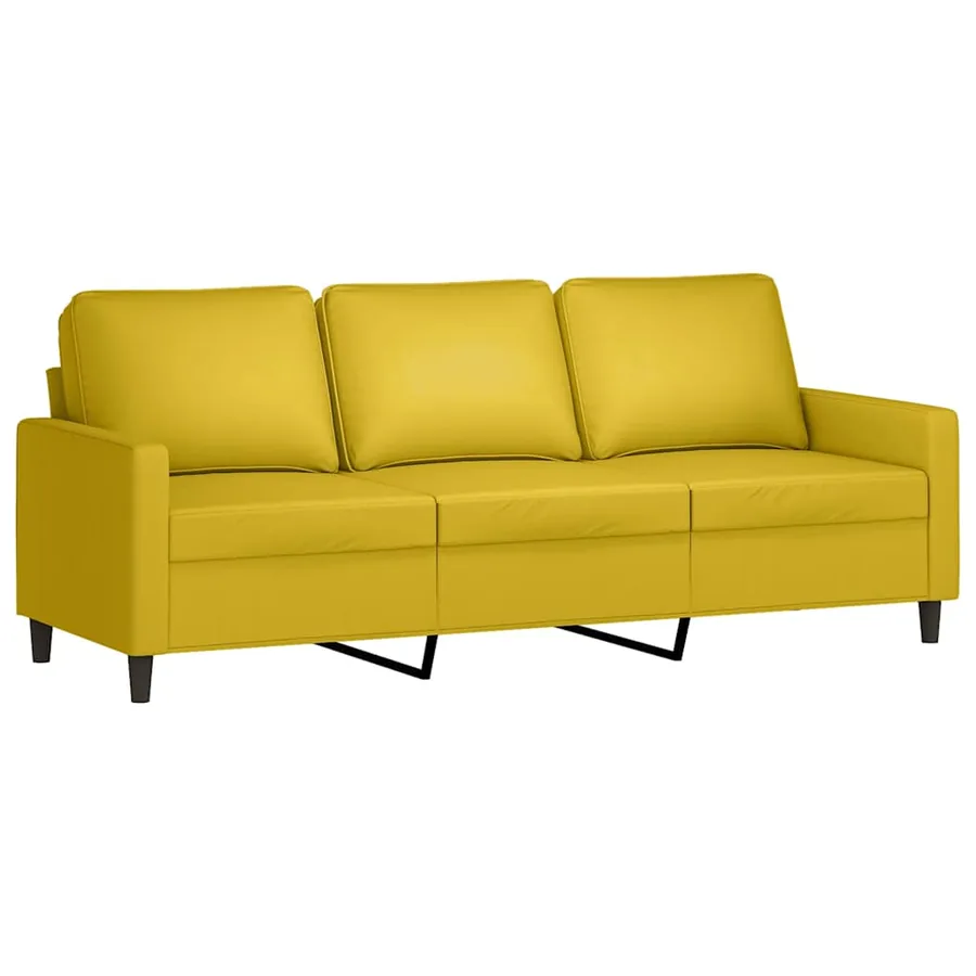 Canapé à 3 places avec repose-pieds jaune 180 cm velours - 4