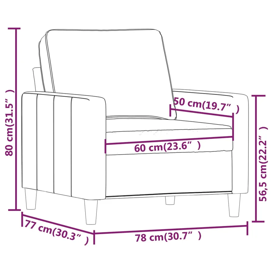 Fauteuil Gris clair 60 cm Velours - 8