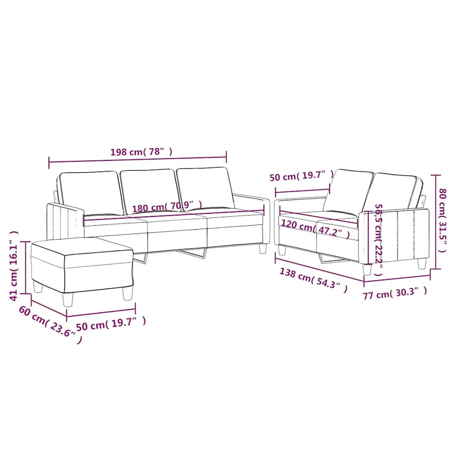 Ensemble de canapés 3 pcs avec coussins Jaune Velours - 9
