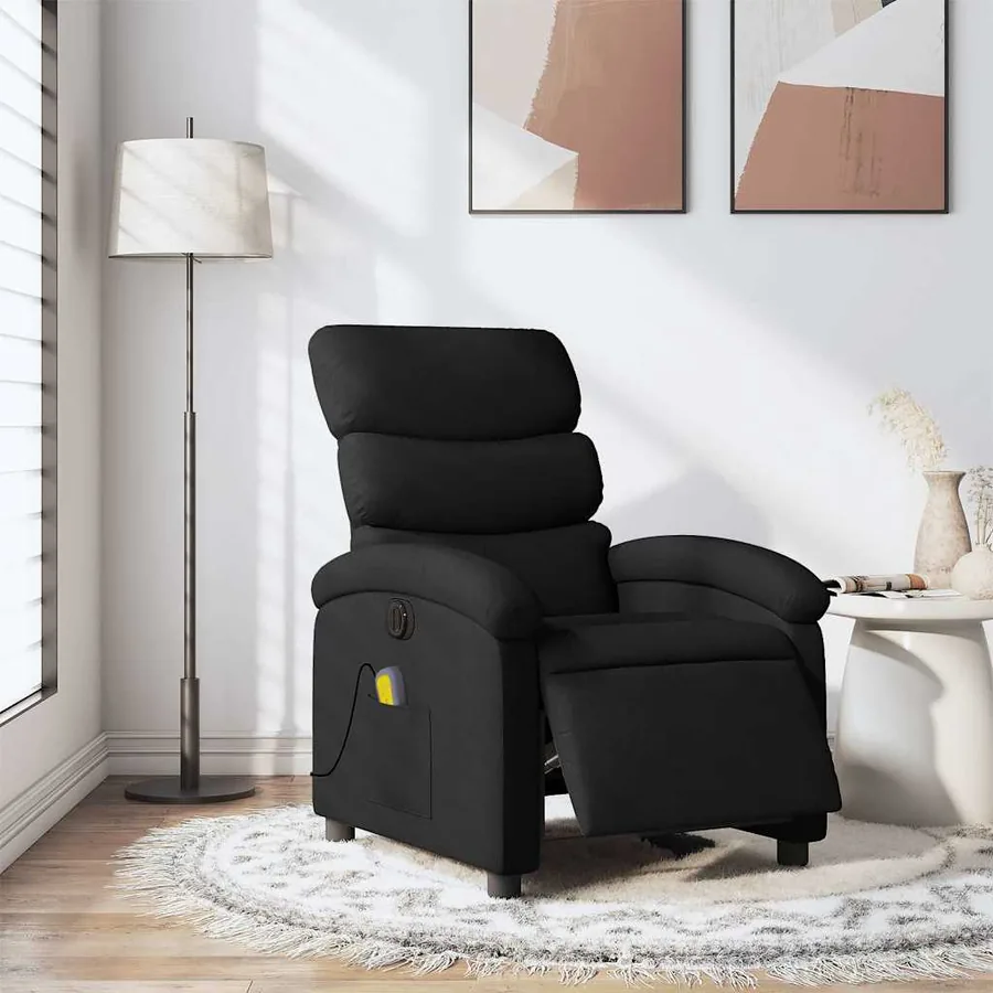Fauteuil de massage inclinable électrique Noir Tissu - 15