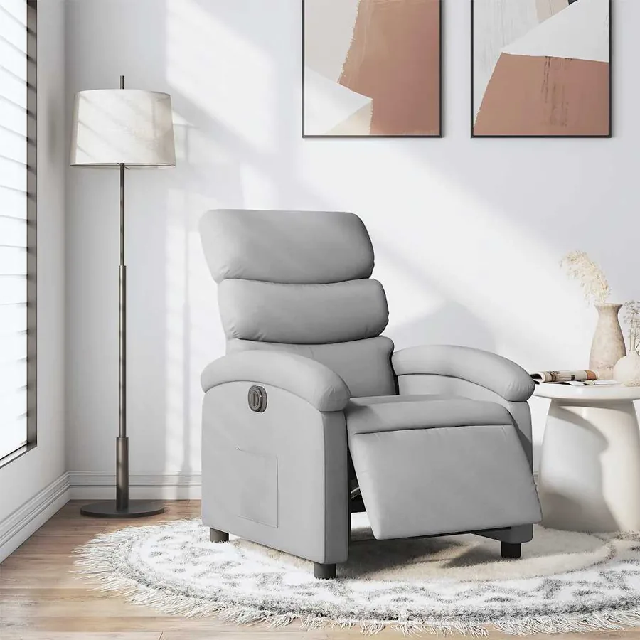 Fauteuil inclinable électrique Gris clair Tissu - 15