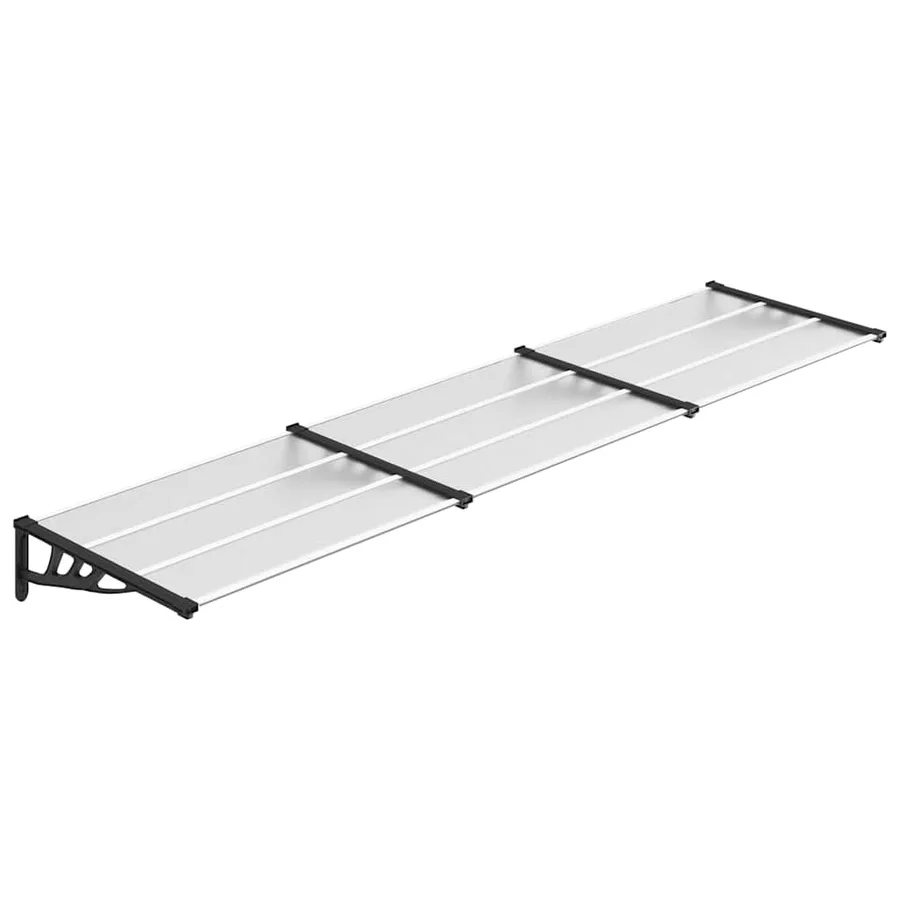 Auvent de porte Noir et transparent 358,5x90 cm Polycarbonate - 2