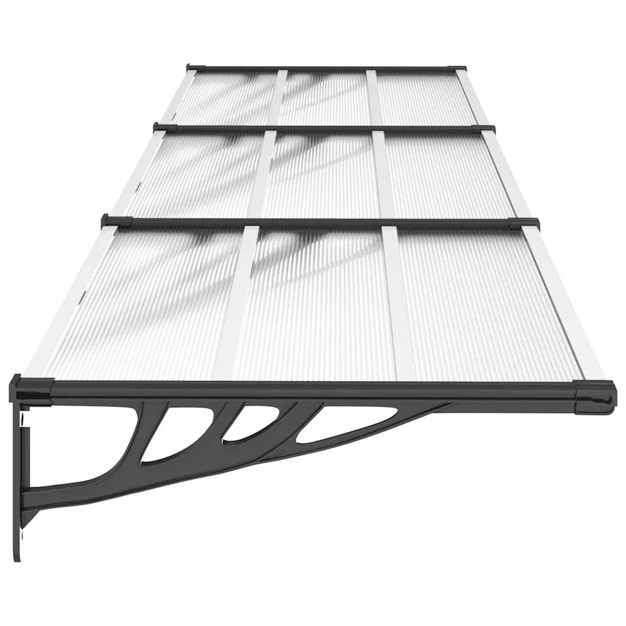 Auvent de porte Noir et transparent 358,5x90 cm Polycarbonate - 4