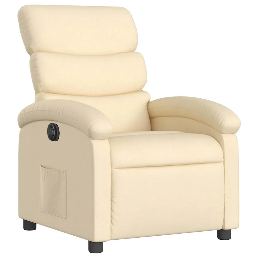Fauteuil inclinable électrique Crème Tissu - 4
