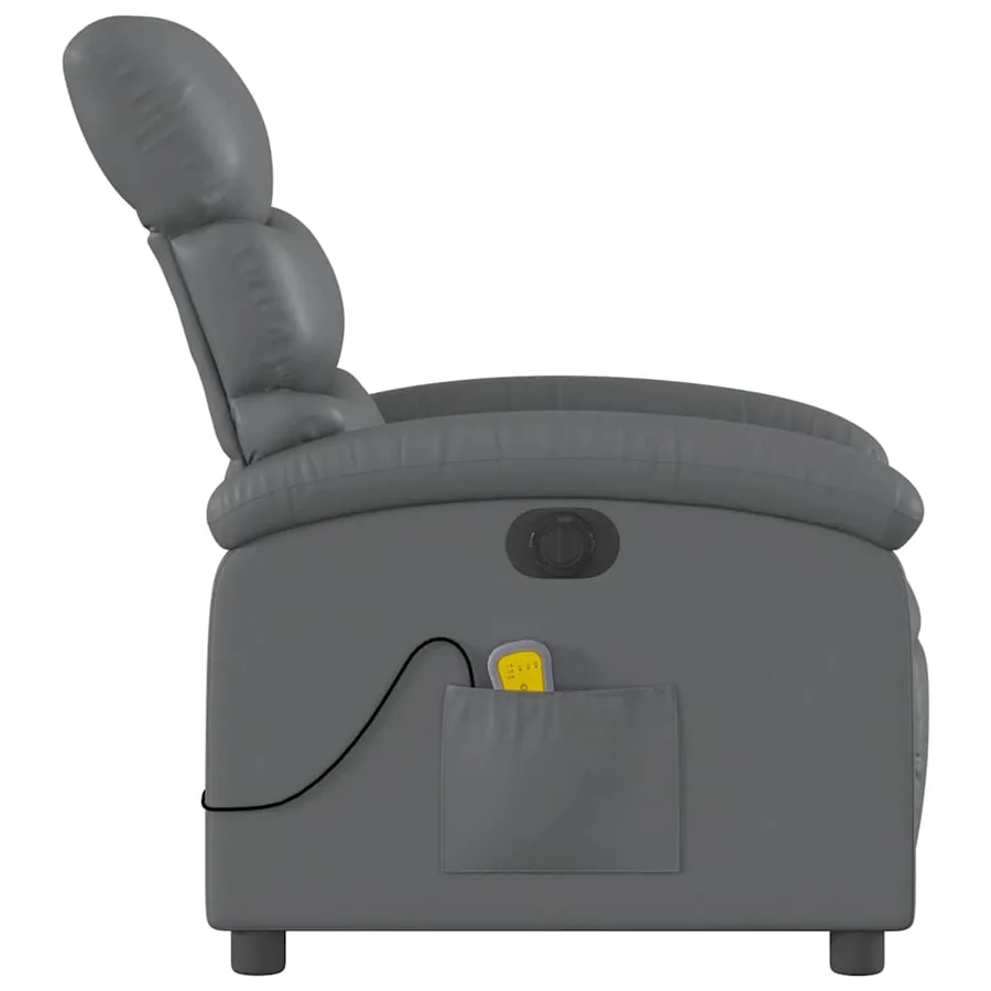 Fauteuil de massage inclinable électrique gris similicuir - 10