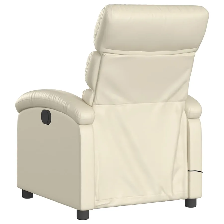 Fauteuil de massage inclinable électrique crème similicuir - 5