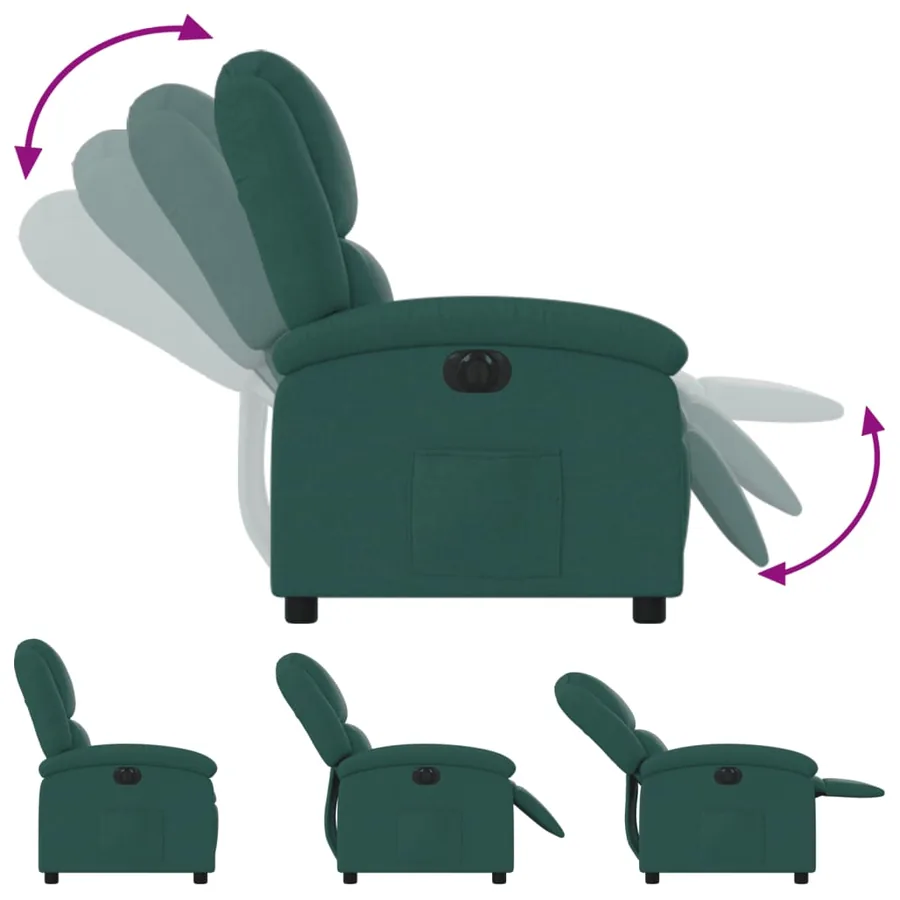 Fauteuil inclinable électrique Vert foncé Tissu - 7