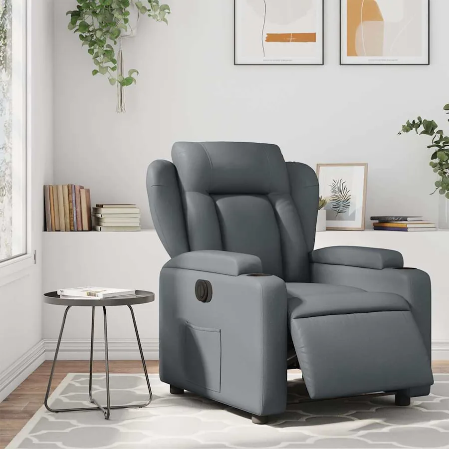 Fauteuil inclinable électrique Gris Similicuir - 16