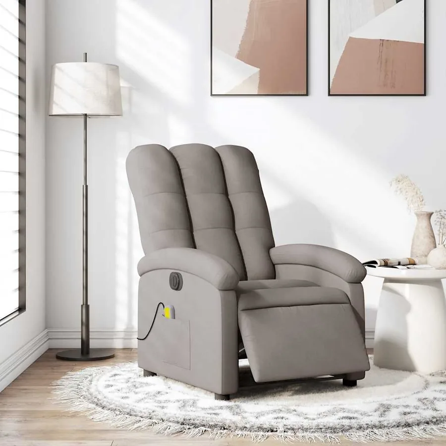 Fauteuil de massage inclinable électrique Taupe Tissu - 15