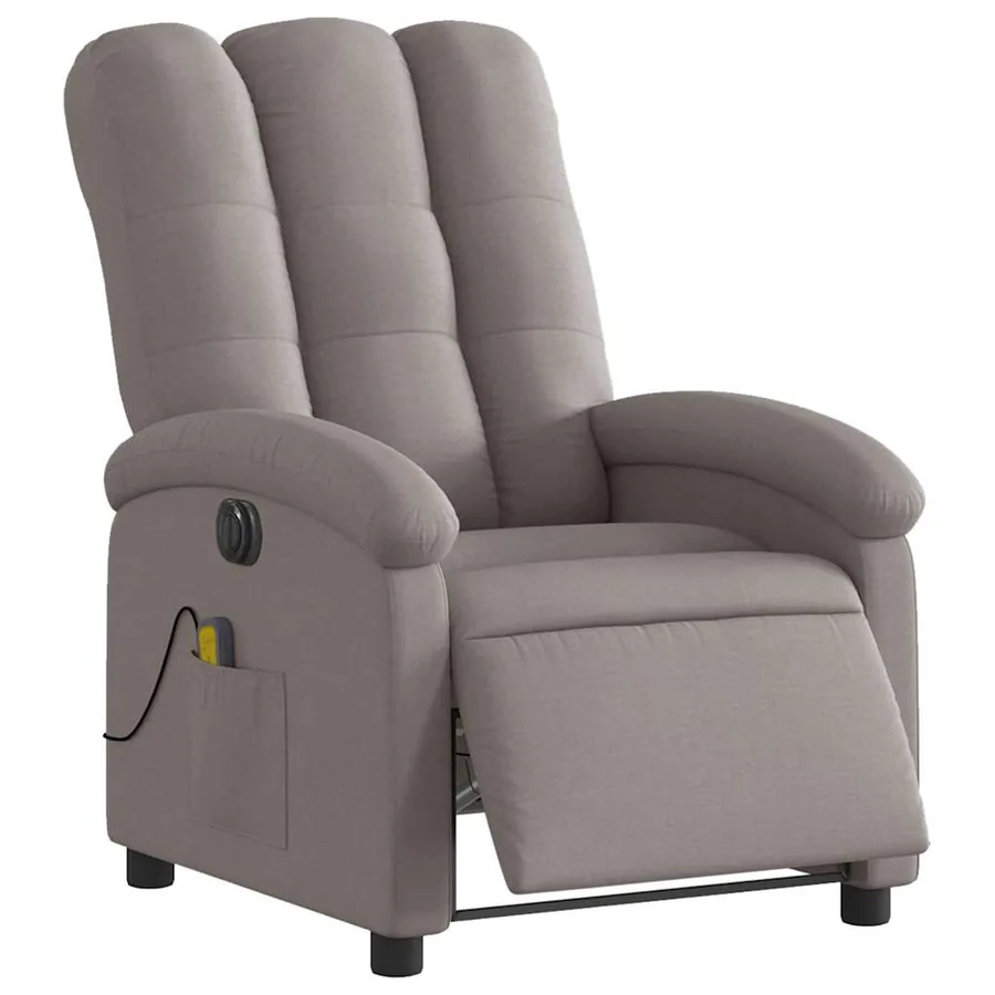 Fauteuil de massage inclinable électrique Taupe Tissu - 3