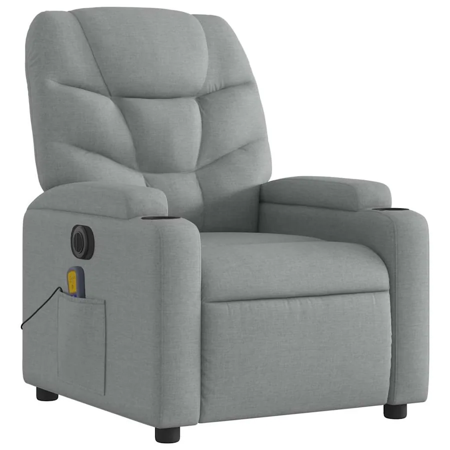 Fauteuil de massage inclinable électrique gris clair tissu - 4